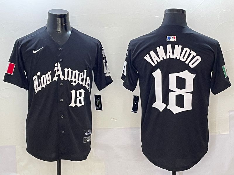 Men Los Angeles Dodgers #18 Yamamoto Black 5th Jointly Name 2026 Nike MLB Jersey style 01->los angeles dodgers->MLB Jersey
